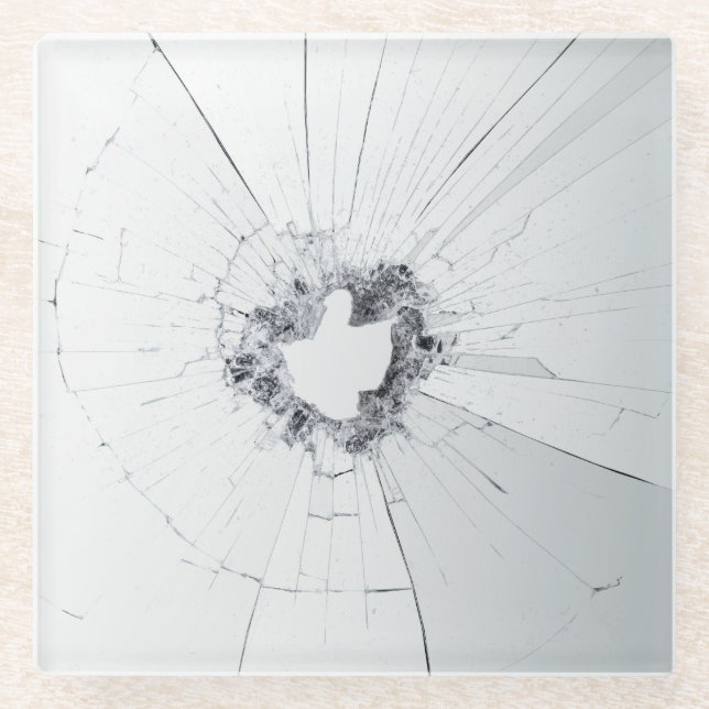 Fake Cracked Broken Design – Funny Theft Deterrent Glass Coaster (Front)