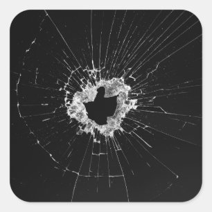 Fake Cracked Broken Design – Funny Theft Deterrent Square Sticker
