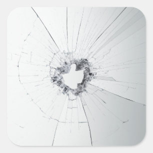 Fake Cracked Broken Design – Funny Theft Deterrent Square Sticker