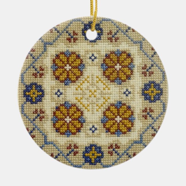 Fake cross stitch embroidered Christmas ornament (Front)