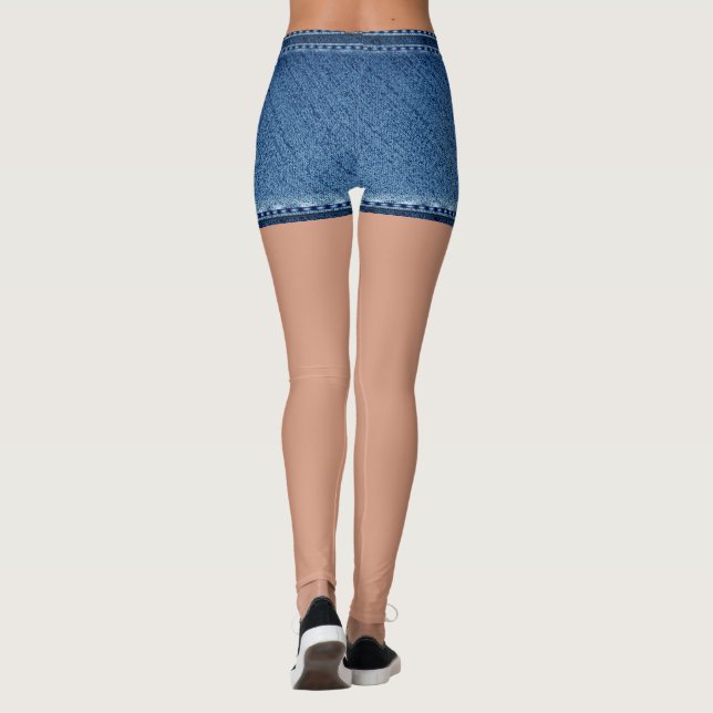 Fake denim short blue leggings (Back)