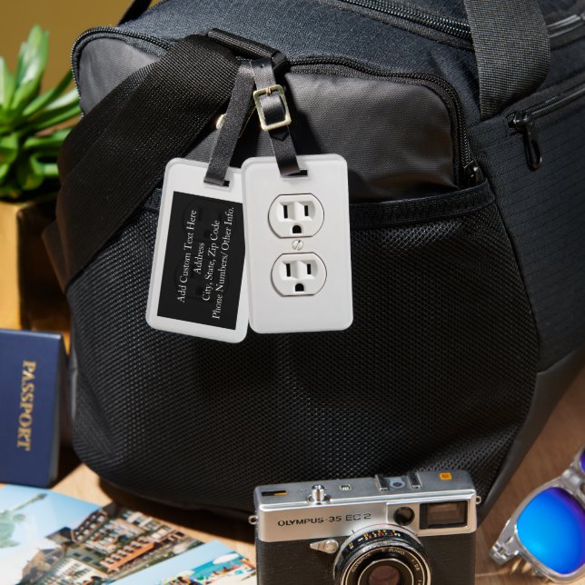 Fake Electrical Outlet Luggage Tag (Front & Back)