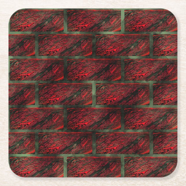 Fake exposed brick wall or tiles simulating it? square paper coaster (Front)