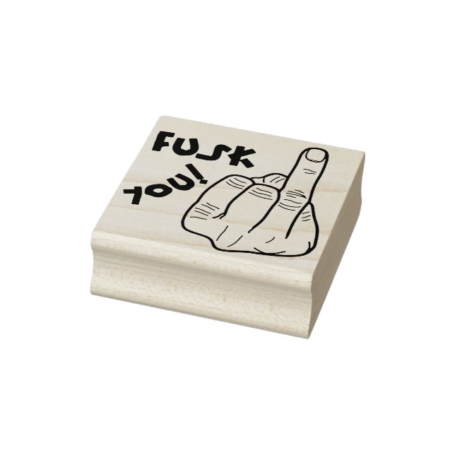 Fake f-bomb & fake middle finger joke rubber stamp (Stamp)