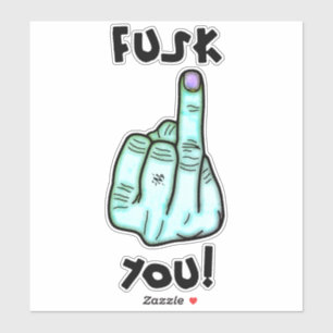 Fake f-bomb & fake middle finger joke sticker v3