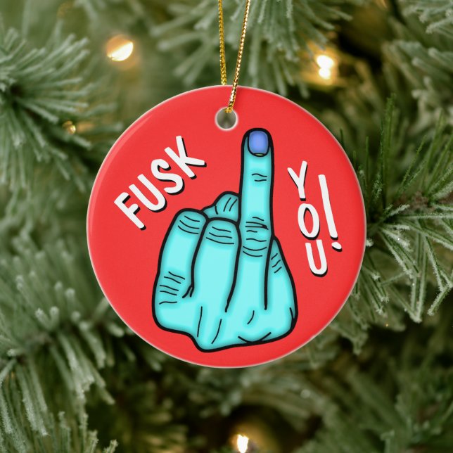 Fake F-bomb joke & merry Xmas wishes Ceramic Ornament (Tree)