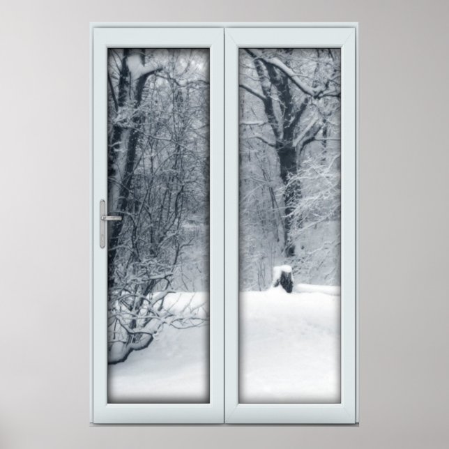 Fake Faux Window Illusion - Fresh Snow Scene Poster (Front)