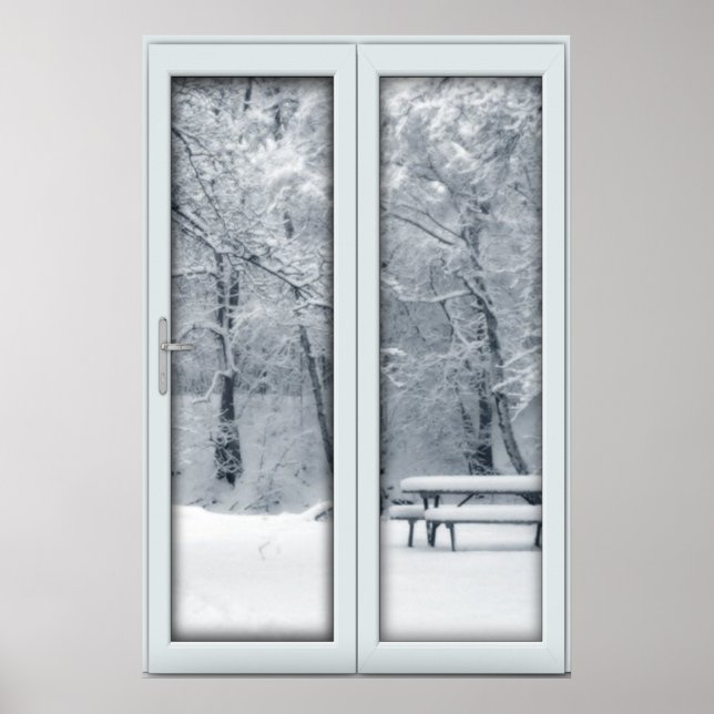 Fake Faux Window Illusion - Fresh Snow Scene Poster (Front)