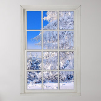 Fake Faux Window Illusion - Fresh Snow Scene Poster