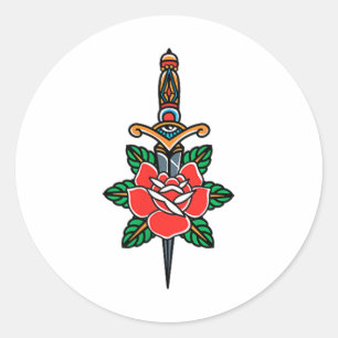 Fake Friends American Traditional Tattoo Old Schoo Classic Round Sticker