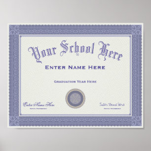 Fake Graduation Diploma Your Text Poster