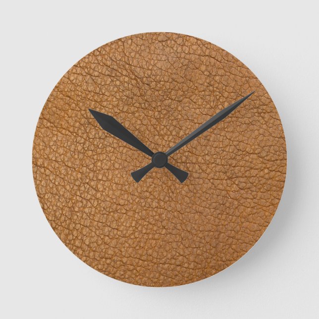 fake leather look round clock (Front)