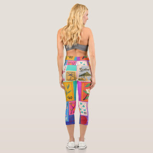 Fake Masterpiece Random Stamps Collage Collection Capri Leggings