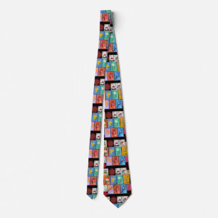 Fake Masterpiece Random Stamps Collage Collection Tie