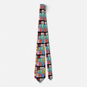 Fake Masterpiece Random Stamps Collage Collection Tie