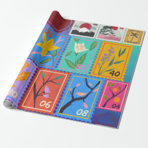 Fake Masterpiece Random Stamps Collage Collection Wrapping Paper