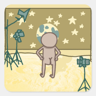 Fake Moon Landing Joke Sticker