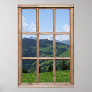 Fake Mountain View - Beautiful Scene from a Window Poster