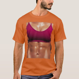 Fake Muscle Woman Fitness Female Body  T-Shirt
