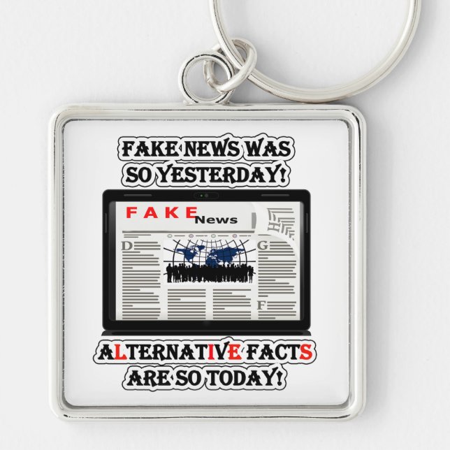 Fake News & Alternative Facts Premium Sq Keychain (Front)