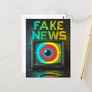 Fake News Retro TV Eyeball Glitch Postcard
