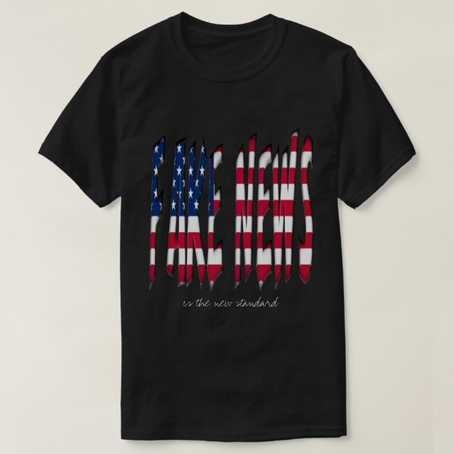 Fake News Stars and Stripes USA Typography T-Shirt (Design Front)