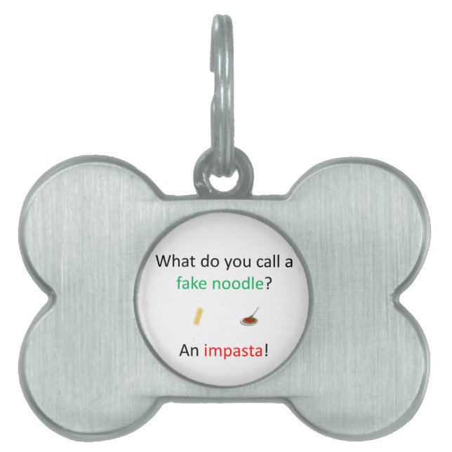 Fake Noodle Joke Pet Tag (Front)