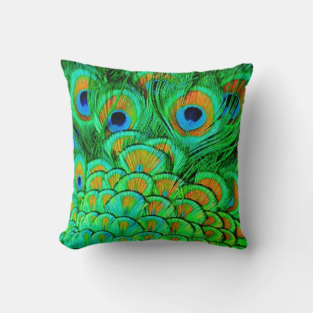 Fake Peacock Feathers Abstract Nature Pattern Cushion (Front)