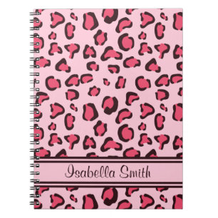 Fake Pink Leopard Print With Name Notebook