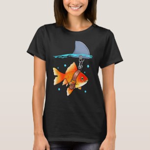 Fake Shark Fin Funny Goldfish Fish Marine Animals T-Shirt