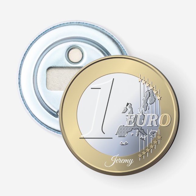 Fake Silver Euro Coin  Bottle Opener (Front)