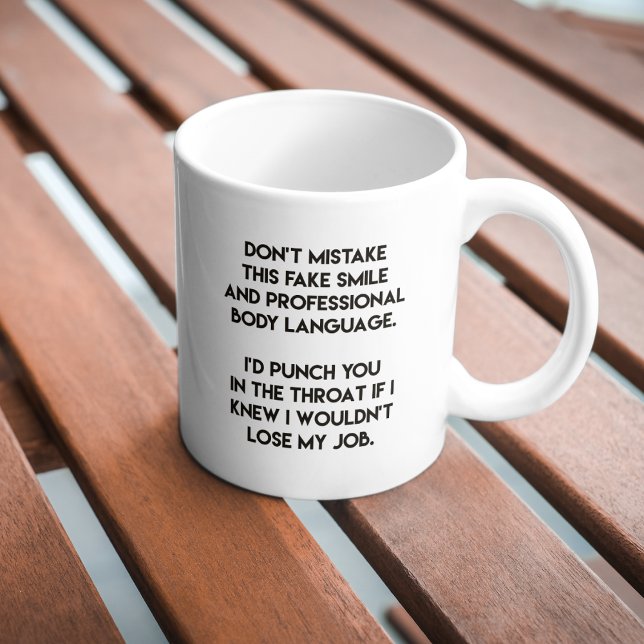 Fake Smile - Funny, Sarcastic Quote Large Coffee Mug (Creator Uploaded)