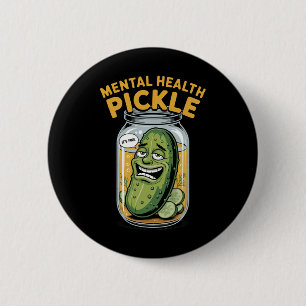 Fake Smile Pickle Jar Mental Health Awareness Desi 6 Cm Round Badge