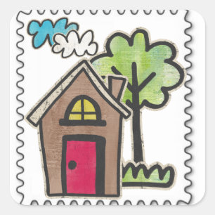 fake stamps square sticker