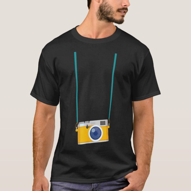 Fake Tourist Camera Graphic Holiday Vacation Photo T-Shirt (Front)