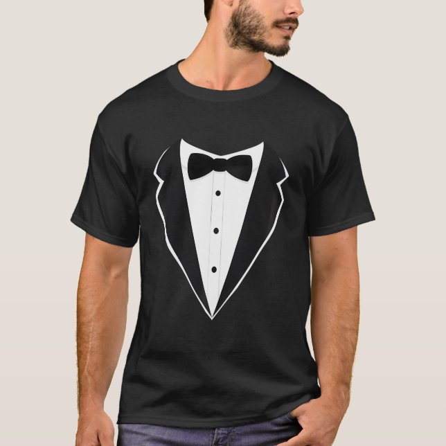 Fake Tux Funny Faux Suit Vest And Tie Tuxedo Prom T-Shirt (Front)