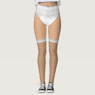 Fake Underwear & Fishnet Stockings   Naughty Nurse Leggings