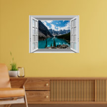 Fake Window 3D Mountains and Lake Landscape