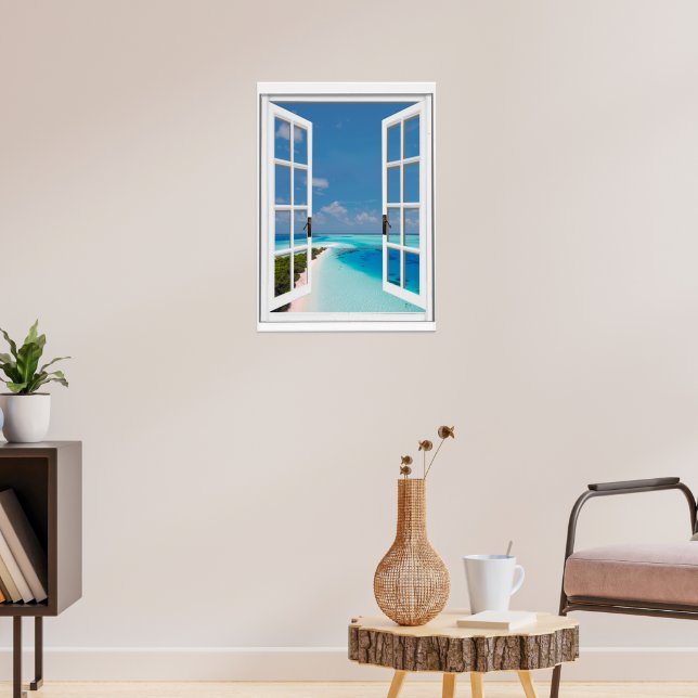 Fake Window Blue Sky Tropical Sea view  Poster (Living Room 3)