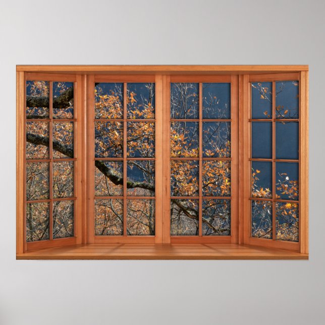 Fake Window Illusion - Autumn Tree Branches Poster (Front)