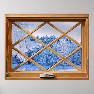 Fake Window Illusion - Fresh Snow Scene Poster