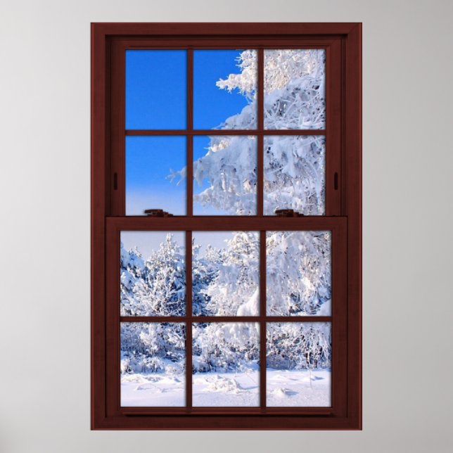 Fake  Window Illusion - Fresh Snow Scene Poster (Front)