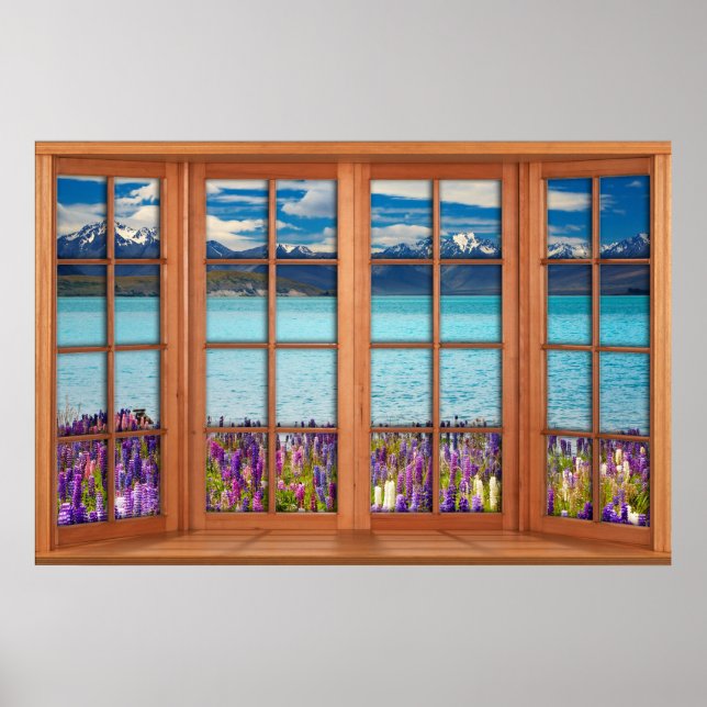 Fake Window Illusion - Mountain Lake in the Spring Poster (Front)
