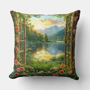 Fake window landscape Scenic Nature Home Décor 🌿 Cushion