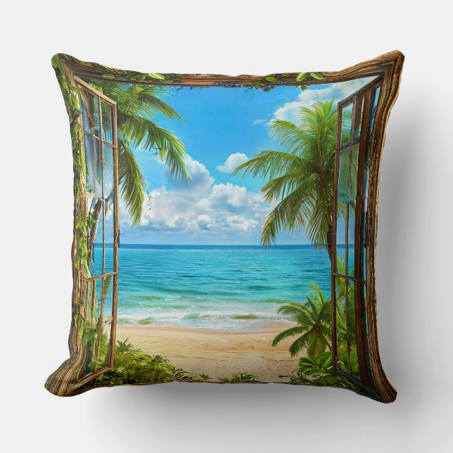 Fake window landscape Scenic Nature View Cushion (Front)