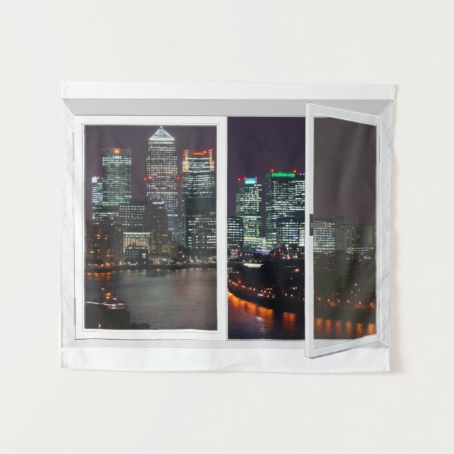 Fake Window London City Wall Hanging Tapestry (Front (Horizontal))