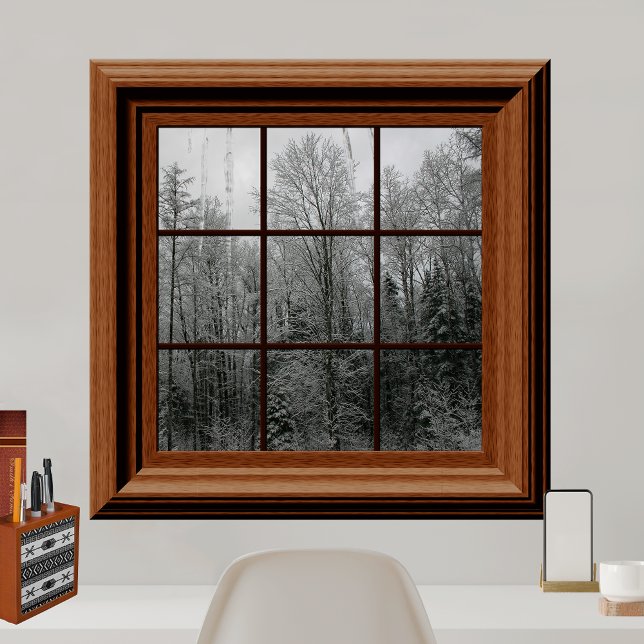 Fake Window Poster Winter Snow Scene Trees Icicles (Creator Uploaded)