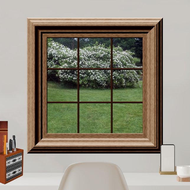 Fake Window Scene Peaceful Lawn Floral Bushes Poster (Creator Uploaded)