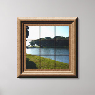 Fake Window View Lake Landscape Canvas Wall Art