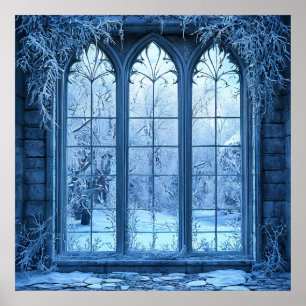 Fake Winter Snow Scenic Illusion Home Décor ❄️🪟 Poster